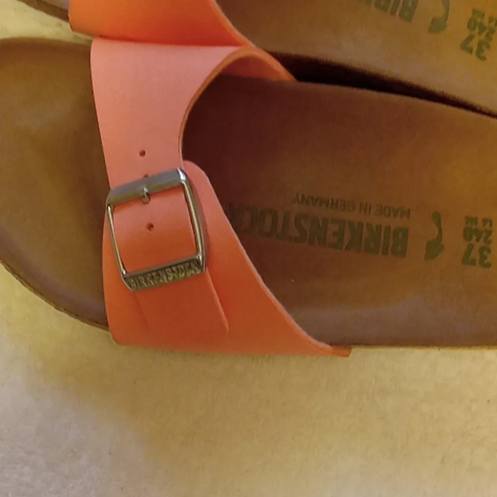 Birkenstock Size 6 (37) Coral Madrid Vegan Sandals /blushed Flamigo Birko-flo - Picture 2 of 9